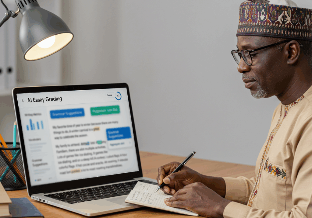 Student exploring university options online supported by AI tutoring.