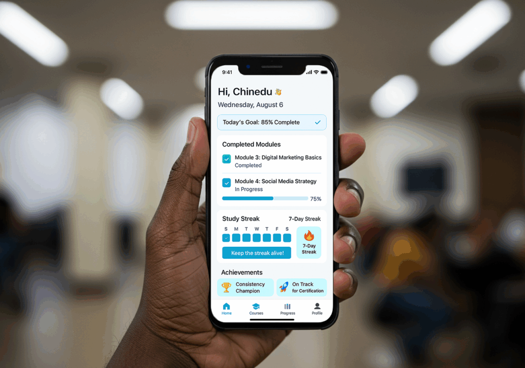 Chart showing growth of mobile learning for accredited online degree on your phone in Nigeria