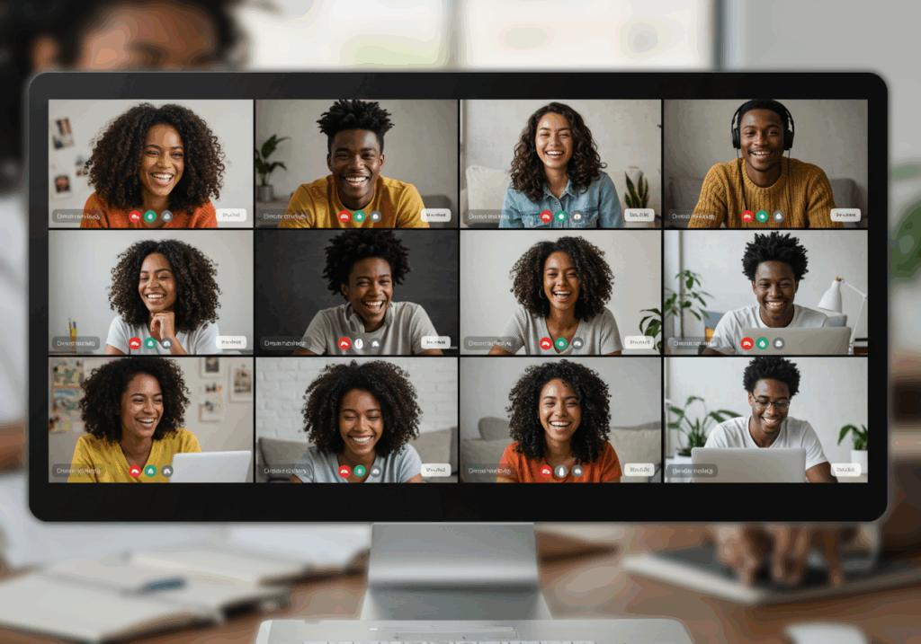 Online learners in a virtual study group promoting mental health for online learning