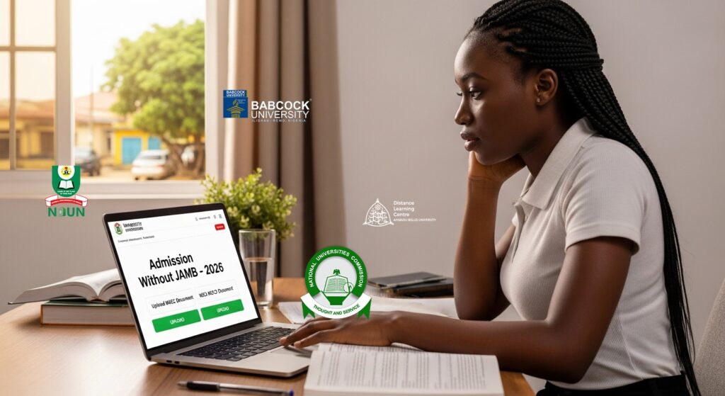 Student applying for admission without JAMB in Nigeria 2026 using online university portal