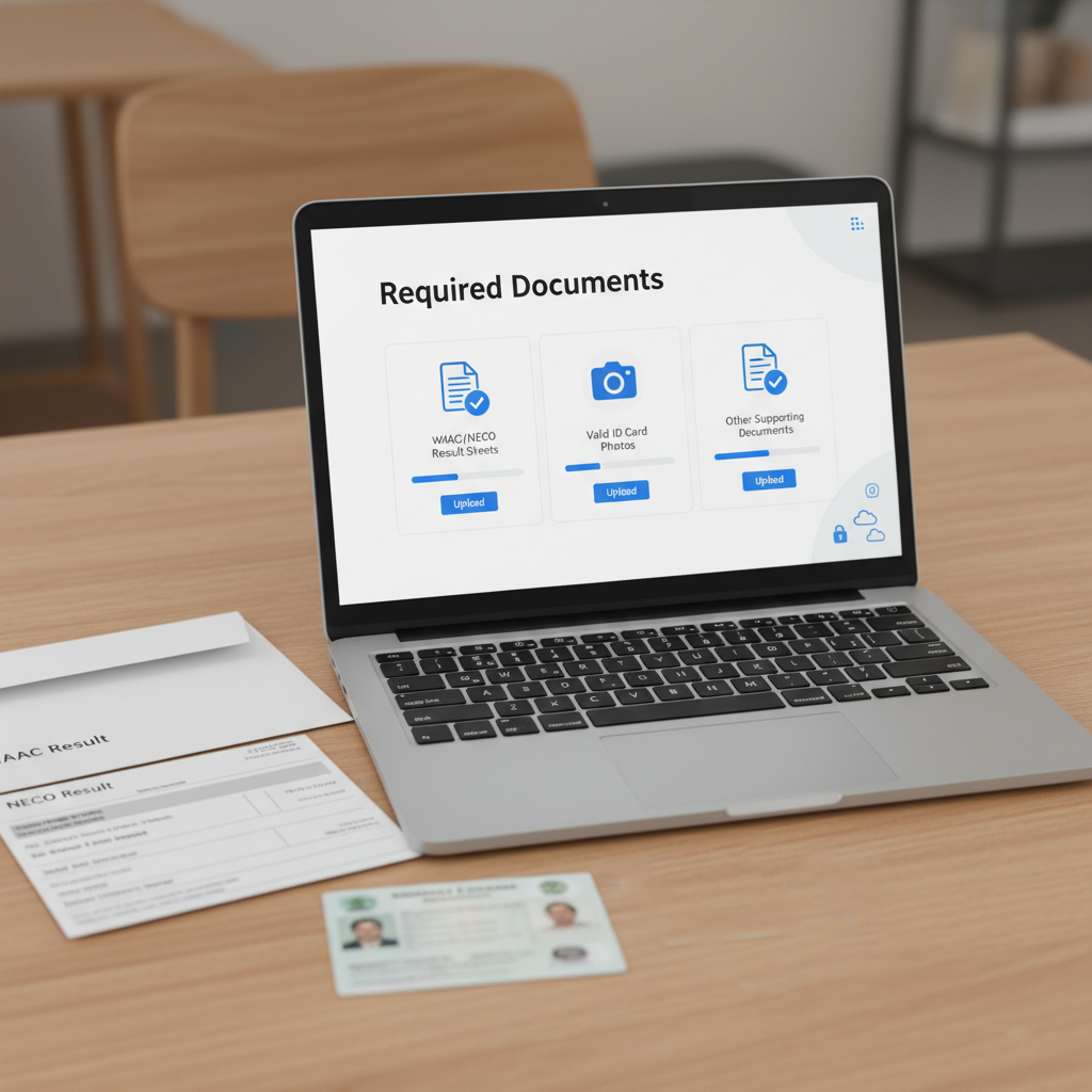 Required documents for admission without JAMB including WAEC NECO result and valid ID upload