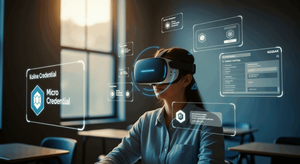 Online learning platforms supporting micro-credentials and skill training using virtual reality and immersive digital education tools.