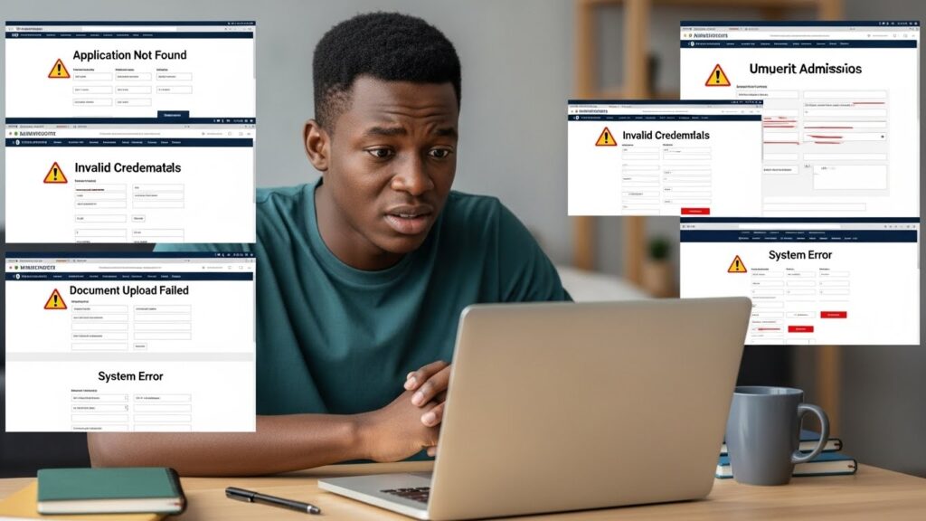 online university admission mistakes shown by student facing system errors during online application process