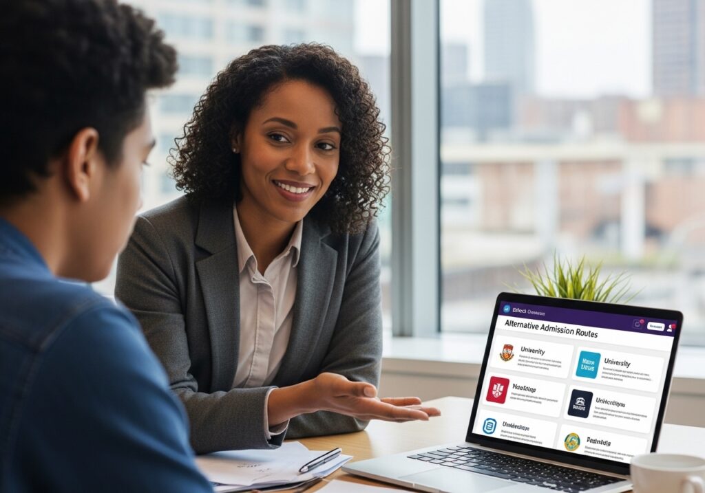 Education counselor explaining alternative admission routes beyond JAMB 2026 for Nigerian university applicants