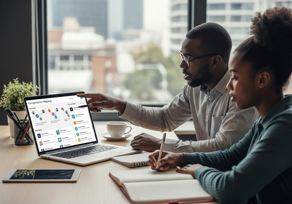 Students analyzing course modules on laptop to identify the best online degree for jobs while exploring best online courses for employment and practical online degree career options