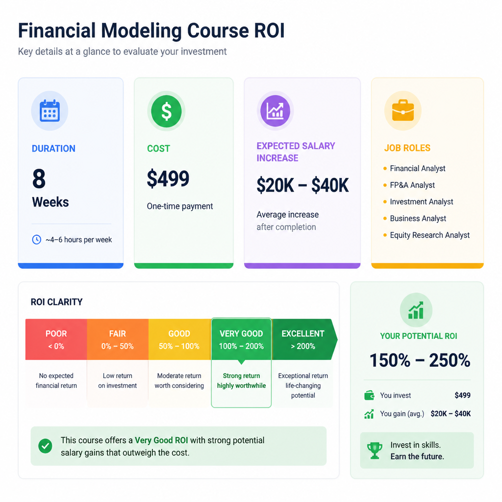 Visual showing: duration cost expected salary increase job roles simple comparison cards for different certifications; helps users evaluate ROI clearly. professional certifications worth it